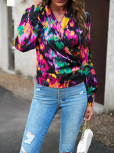 Load image into Gallery viewer, Printed Surplice Neck Long Sleeve Blouse
