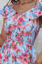 Load image into Gallery viewer, Floral Halter Neck Ruffle Hem Dress
