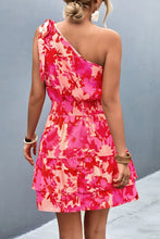 Load image into Gallery viewer, Floral Smocked Waist Tied One-Shoulder Dress
