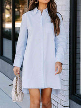 Load image into Gallery viewer, Button Up Collared Neck Long Sleeve Shirt Dress
