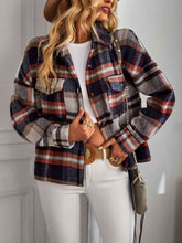 Load image into Gallery viewer, Double Take Plaid Button Front Brushed Shacket with Breast Pockets
