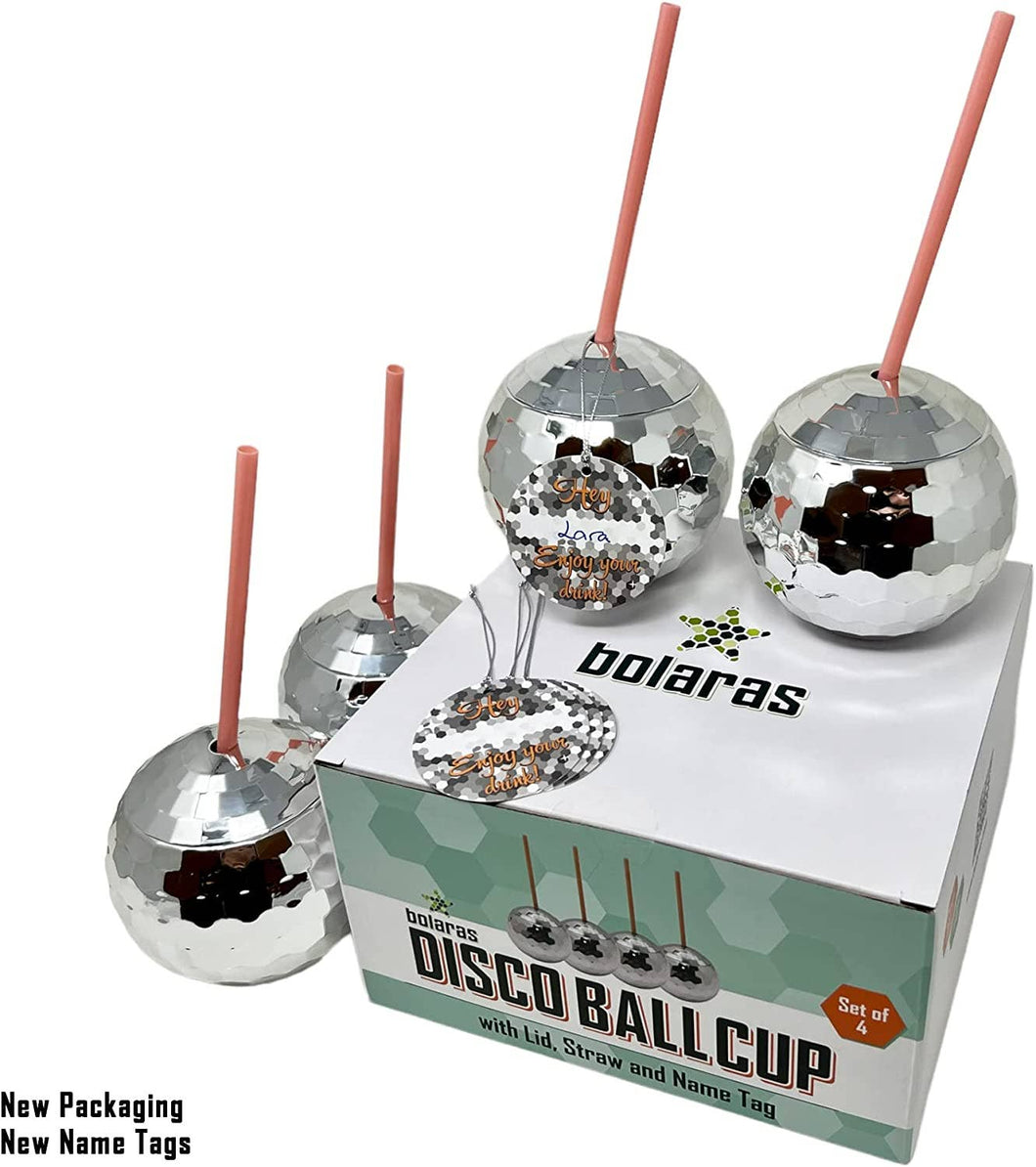 Bolaras - Bolaras Silver Disco Ball Cup with Name Tag (Set of 4)