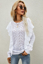 Load image into Gallery viewer, Openwork Round Neck Ruffled Sweater
