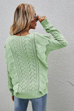 Load image into Gallery viewer, Openwork Round Neck Ruffled Sweater
