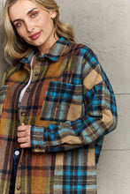 Load image into Gallery viewer, Double Take Plaid Curved Hem Shirt Jacket with Breast Pockets
