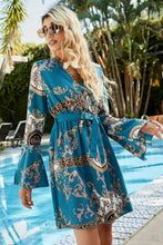 Load image into Gallery viewer, Bohemian Tie-Waist Flare Sleeve Surplice Dress
