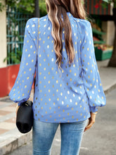 Load image into Gallery viewer, Mock Neck Cutout Lantern Sleeve Blouse
