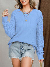 Load image into Gallery viewer, Openwork Round Neck Raglan Sleeve Sweater
