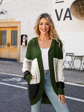 Load image into Gallery viewer, Color Block Open Front Hooded Cardigan
