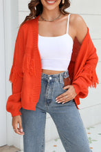 Load image into Gallery viewer, Fringe Trim Open Front Cardigan
