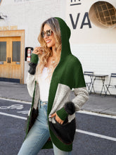 Load image into Gallery viewer, Color Block Open Front Hooded Cardigan
