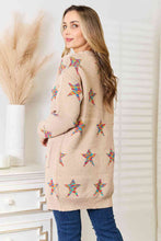 Load image into Gallery viewer, Double Take Star Pattern Open Front Longline Cardigan
