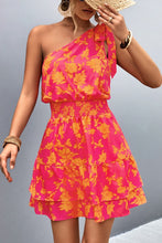 Load image into Gallery viewer, Floral Smocked Waist Tied One-Shoulder Dress
