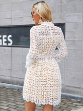 Load image into Gallery viewer, Lace Openwork Mock Neck Mini Dress
