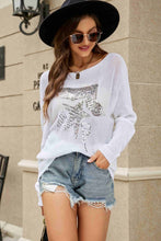 Load image into Gallery viewer, Sequin Graphic Dolman Sleeve Knit Top
