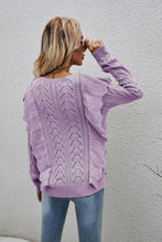 Load image into Gallery viewer, Openwork Round Neck Ruffled Sweater
