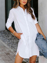 Load image into Gallery viewer, Button Up Collared Neck Long Sleeve Shirt Dress
